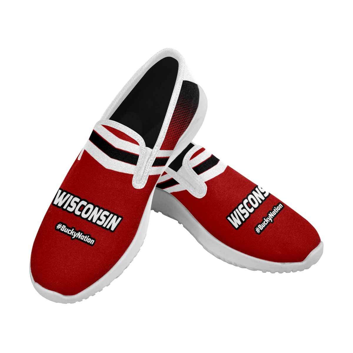 Designs by MyUtopia Shout Out:Wisconsin #BuckyNation Mens Slip-on Canvas Sneakers