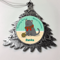 Load image into Gallery viewer, Designs by MyUtopia Shout Out:Wishing You a Meowy Christmas Cat Personalized Keepsake Ornament,Christmas Tree,Personalized Christmas Ornament
