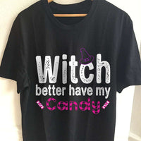 Load image into Gallery viewer, Designs by MyUtopia Shout Out:Witch Better Have My Candy Adult Unisex Cotton Short Sleeve T-Shirt,S / Black,Adult Unisex T-Shirt
