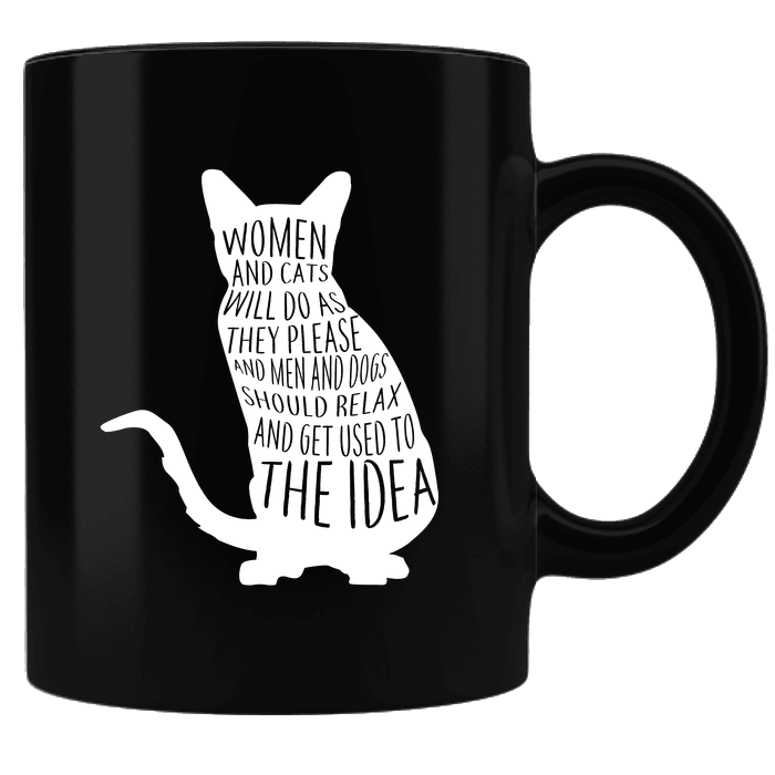 Designs by MyUtopia Shout Out:Women and Cats Black Coffee Mug,Black,Ceramic Coffee Mug