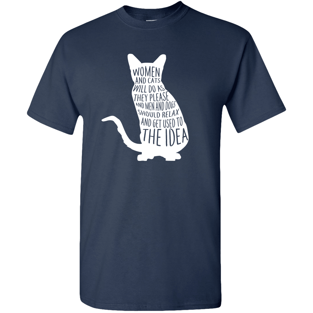 Designs by MyUtopia Shout Out:Women and Cats Will Do As They Please Adult Unisex Tee,S / Navy,Adult Unisex T-Shirt