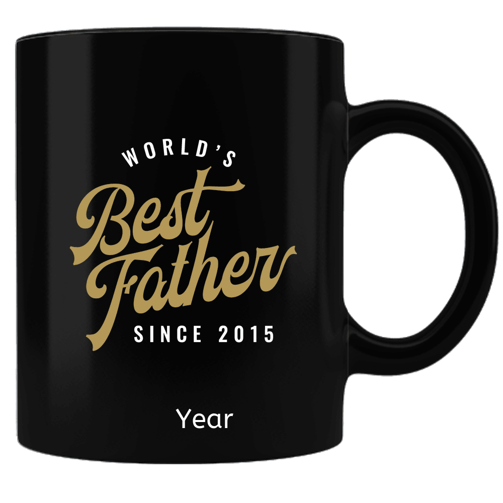 Designs by MyUtopia Shout Out:World's Best Father Since Personalized Coffee Mug - Black,Default Title,Ceramic Coffee Mug