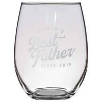 Load image into Gallery viewer, Designs by MyUtopia Shout Out:World&#39;s Best Father Since Personalized Stemless Laser Etched Wine Glass
