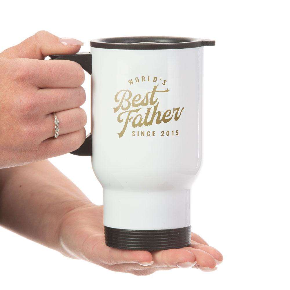 Designs by MyUtopia Shout Out:World's Best Father Since Personalized Travel Mug