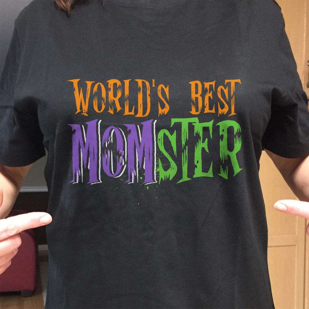Designs by MyUtopia Shout Out:World's Best Momster Adult Unisex Cotton Short Sleeve T-Shirt