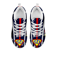 Load image into Gallery viewer, Designs by MyUtopia Shout Out:World&#39;s Best Super Dad Mens Running Shoes (D),Mens Sneakers - White - White Sole (D) / Mens US5 (EU38) / Blue/Red/White,Running Shoes
