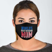 Load image into Gallery viewer, Designs by MyUtopia Shout Out:World&#39;s Best Veteran Mom Adult Fabric Face Mask with Elastic Ear Loops
