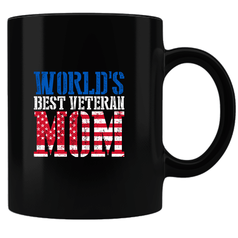 Designs by MyUtopia Shout Out:World's Best Veteran Mom Black Ceramic Coffee Mug,Black,Ceramic Coffee Mug