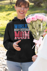 Load image into Gallery viewer, Designs by MyUtopia Shout Out:World&#39;s Best Veteran Mom Core Fleece Pullover Hoodie
