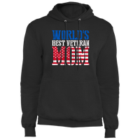 Load image into Gallery viewer, Designs by MyUtopia Shout Out:World&#39;s Best Veteran Mom Core Fleece Pullover Hoodie,S / Jet Black,Pullover Hoodie
