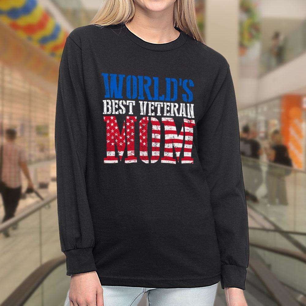 Designs by MyUtopia Shout Out:World's Best Veteran Mom Long Sleeve Ultra Cotton T-Shirt