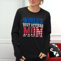 Load image into Gallery viewer, Designs by MyUtopia Shout Out:World&#39;s Best Veteran Mom Long Sleeve Ultra Cotton T-Shirt
