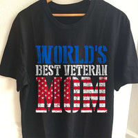 Load image into Gallery viewer, Designs by MyUtopia Shout Out:World&#39;s Best Veteran Mom Unisex Cotton Short Sleeve T-Shirt,S / Black,Adult Unisex T-Shirt
