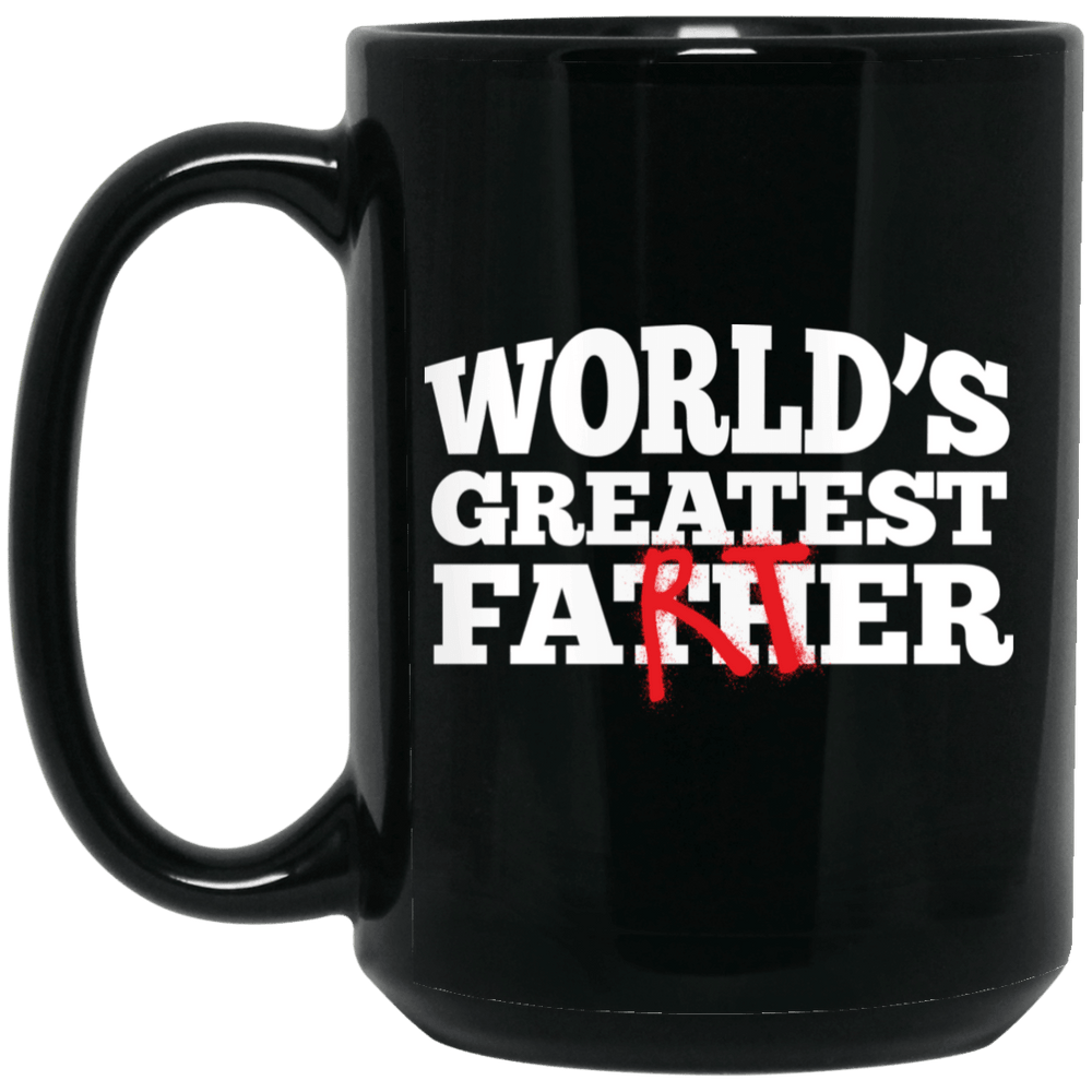 Designs by MyUtopia Shout Out:Worlds Greatest Father (Farter) 15 oz. Ceramic Coffee Mug - Black,Black / One Size,Ceramic Coffee Mug