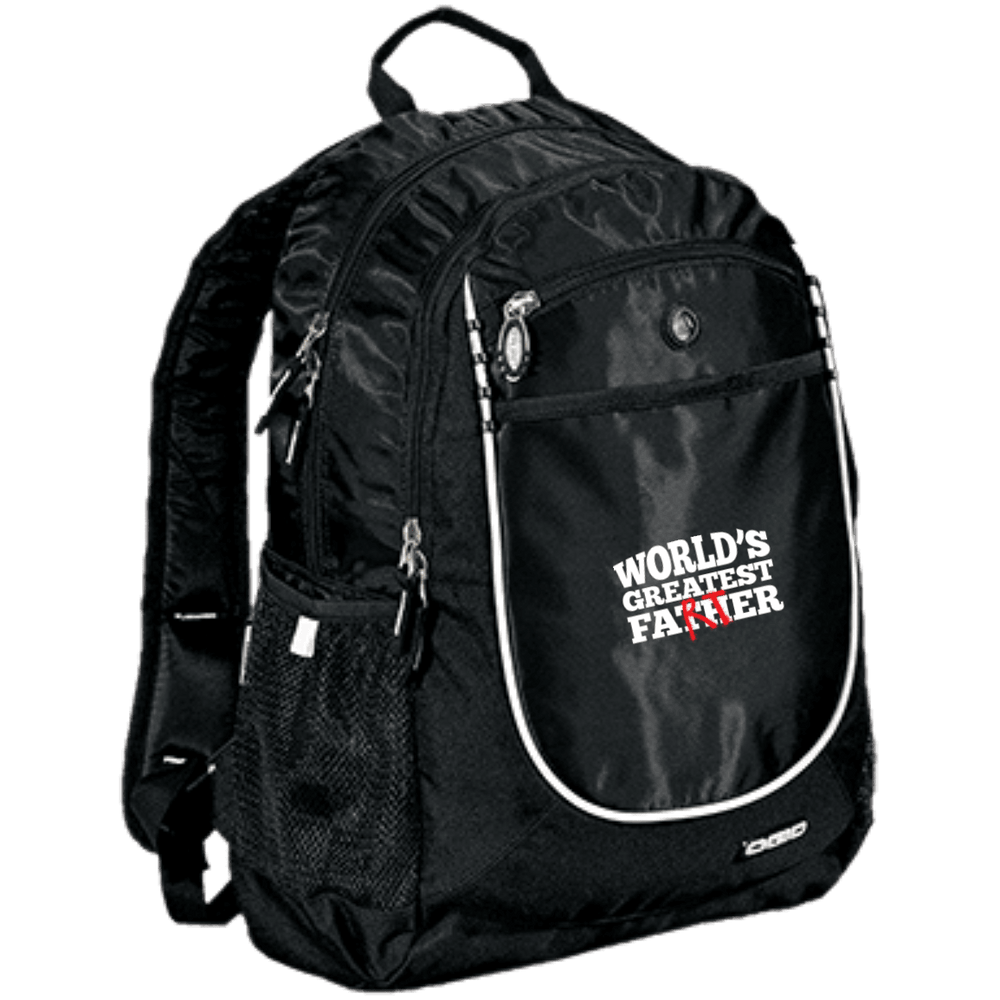 Designs by MyUtopia Shout Out:Worlds Greatest Father (Farter) Embroidered OGIO Rugged Bookbag Backpack - Black,Black / One Size,Bags