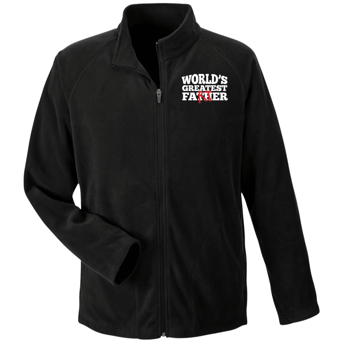 Designs by MyUtopia Shout Out:Worlds Greatest Father (Farter) Embroidered Team 365 Microfleece Unisex Jacket - Black,Black / X-Small,Jackets