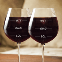 Load image into Gallery viewer, Designs by MyUtopia Shout Out:WTF OMG LOL Engraved 20 oz Wine Glass
