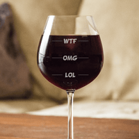 Load image into Gallery viewer, Designs by MyUtopia Shout Out:WTF OMG LOL Engraved 20 oz Wine Glass

