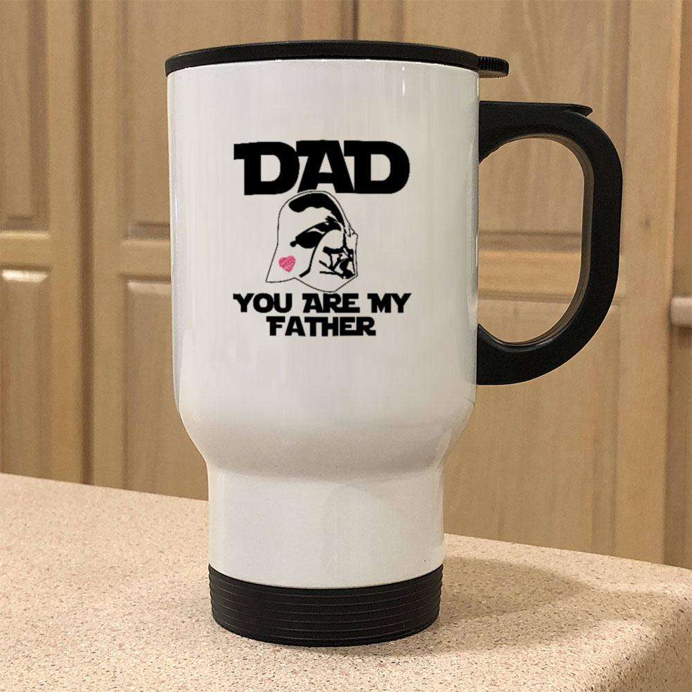 Designs by MyUtopia Shout Out:You Are My Father Stainless Steel Travel Coffee Mug w. Twist Close Lid,14 oz / White,Travel Mug