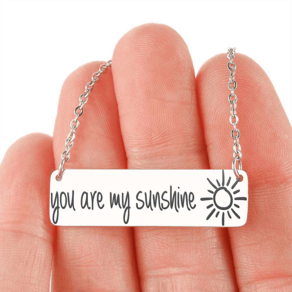 Designs by MyUtopia Shout Out:You are My Sunshine Engraved Personalized Horizontal Bar Necklace,316L Stainless Steel / No,Necklace