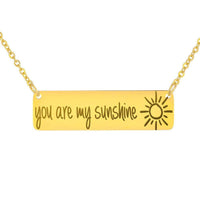 Load image into Gallery viewer, Designs by MyUtopia Shout Out:You are My Sunshine Engraved Personalized Horizontal Bar Necklace,18K Gold Over Stainless Steel / No,Necklace

