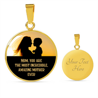 Load image into Gallery viewer, Designs by MyUtopia Shout Out:You Are The Most Incredible Mother Liquid Glass Personalized Engravable Keepsake Necklace,Gold / Yes,Necklace
