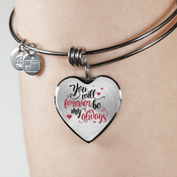 Load image into Gallery viewer, Designs by MyUtopia Shout Out:You Will Forever Be... Heart Bangle,Adjustable Bangle / No / Silver,Necklace
