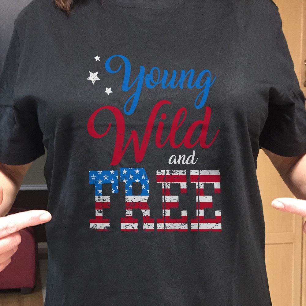 Designs by MyUtopia Shout Out:Young Wild and Free Adult Unisex T-Shirt