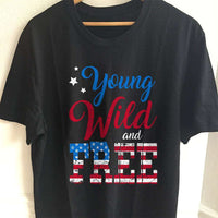Load image into Gallery viewer, Designs by MyUtopia Shout Out:Young Wild and Free Adult Unisex T-Shirt,S / Black,Adult Unisex T-Shirt
