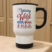 Load image into Gallery viewer, Designs by MyUtopia Shout Out:Young Wild and Free Stainless Steel Travel Coffee Mug w. Twist Close Lid,White / 14 oz,Travel Mug
