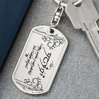 Load image into Gallery viewer, Designs by MyUtopia Shout Out:Your Name and message Written in Elvish Personalized Keepsake Keychain (Clarissa)
