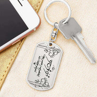 Load image into Gallery viewer, Designs by MyUtopia Shout Out:Your Name and message Written in Elvish Personalized Keepsake Keychain (Clarissa)
