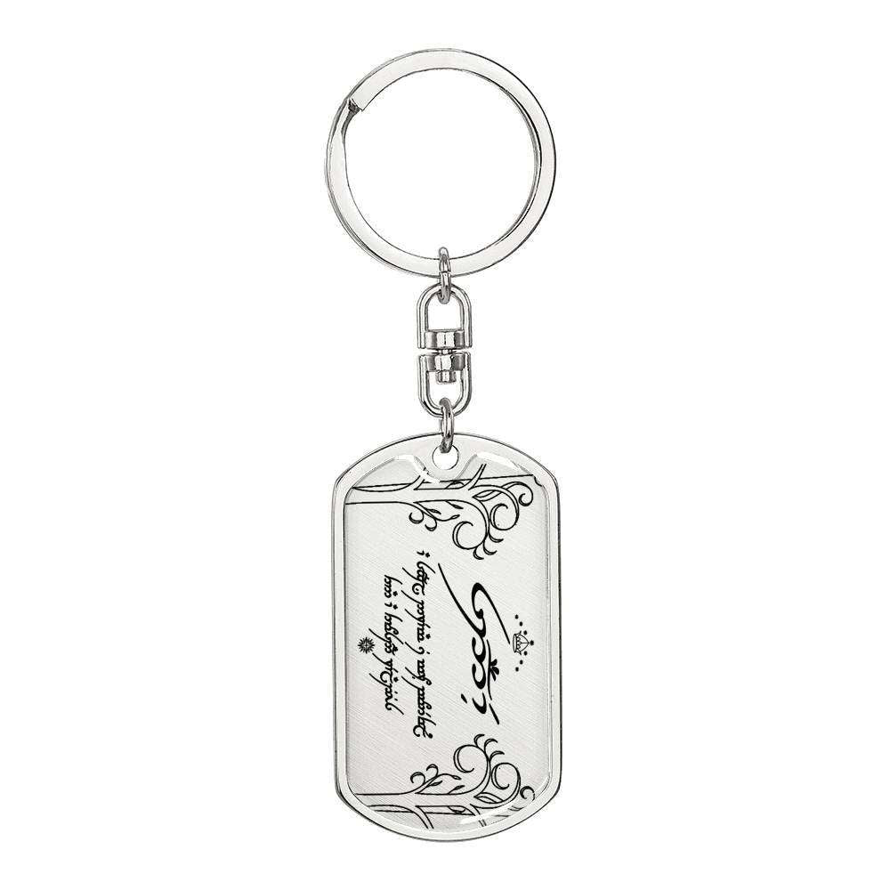 Designs by MyUtopia Shout Out:Your Name and message Written in Elvish Personalized Keepsake Keychain (Sandee),Surgical Stainless Steel / No,Liquid Glass Keychain