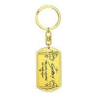 Load image into Gallery viewer, Designs by MyUtopia Shout Out:Your Name and message Written in Elvish Personalized Keepsake Keychain (Sandee),18k Gold Finish / No,Liquid Glass Keychain
