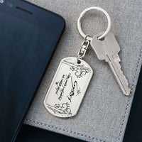 Load image into Gallery viewer, Designs by MyUtopia Shout Out:Your Name and message Written in Elvish Personalized Keepsake Keychain (Sandee)
