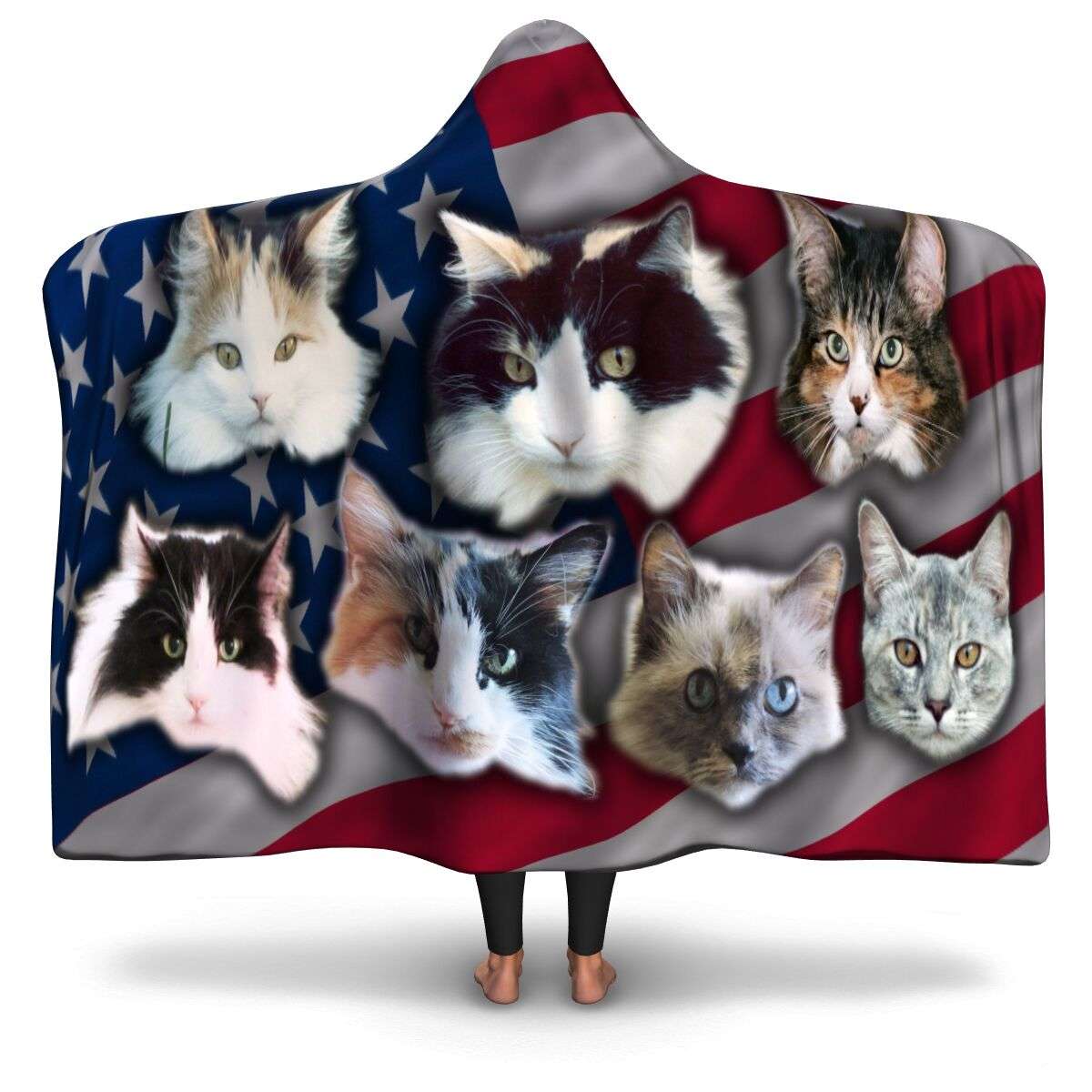 Designs by MyUtopia Shout Out:Your Pet Photos On A Hooded Blanket,Adult / Premium Sherpa,Hooded Blanket - AOP
