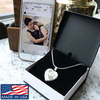 Load image into Gallery viewer, Designs by MyUtopia Shout Out:Your Picture Engraved In Metal Personalized Heart Necklace,Photo Etched Heart Necklace (Stainless) / No / 365 Sterling Silver,Necklace
