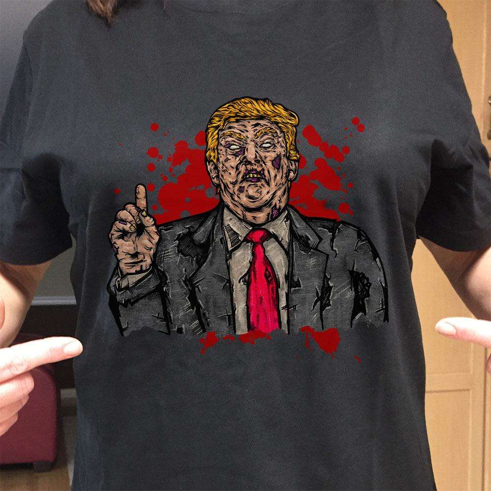 Designs by MyUtopia Shout Out:Zombie Trump Adult Unisex Cotton Short Sleeve T-Shirt