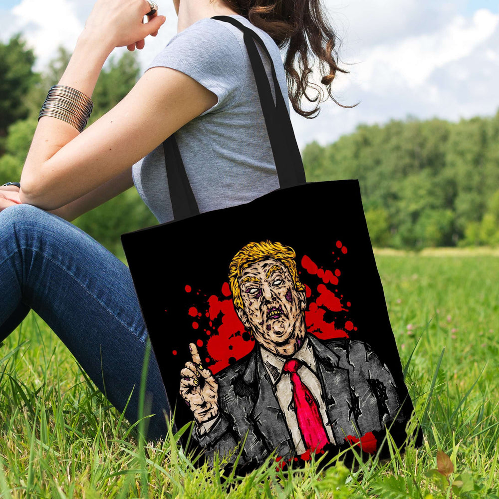 Designs by MyUtopia Shout Out:Zombie Trump Fabric Totebag Reusable Shopping Tote